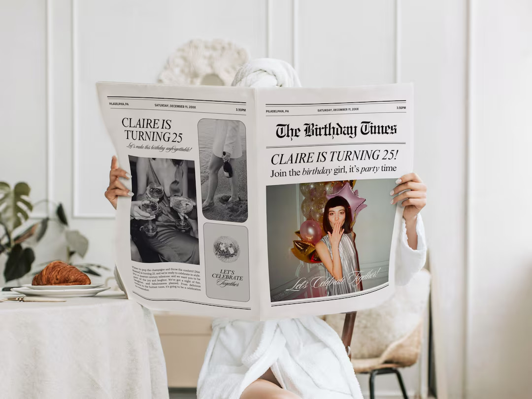 Canva Birthday Newspaper Template, Editable Newspaper Birthday, Large Newspaper Template, Birthda... | Etsy (US)