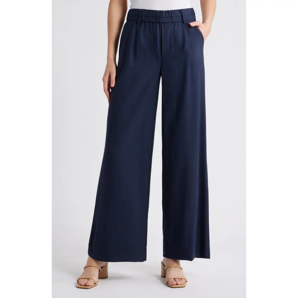 Wit & Wisdom Skyrise Side Seam Straight Leg Pants in Navy at Nordstrom, Size Large P | Nordstrom