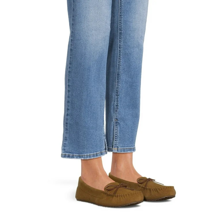 Joyspun Women's Genuine Suede Moccasin, Wide Width Available - Walmart.com | Walmart (US)