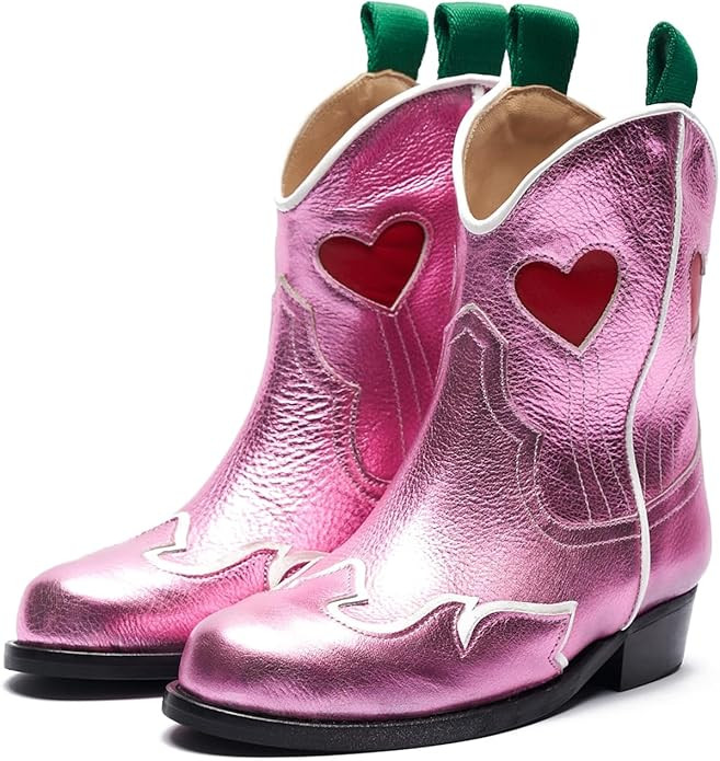 Kids Cowboy Boots Girls Mid Calf Cowgirl Western Boots Round Toe Pull on Splicing Riding Shoes fo... | Amazon (US)