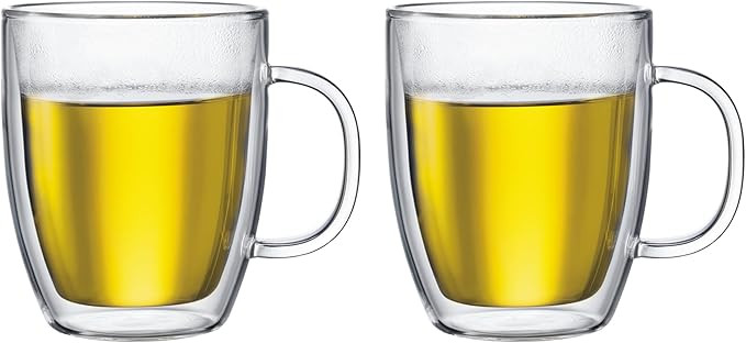 Bodum 15oz Bistro Double Wall Insulated Mug, High-Heat Borosilicate Glass, Set of 2, Clear | Amazon (US)