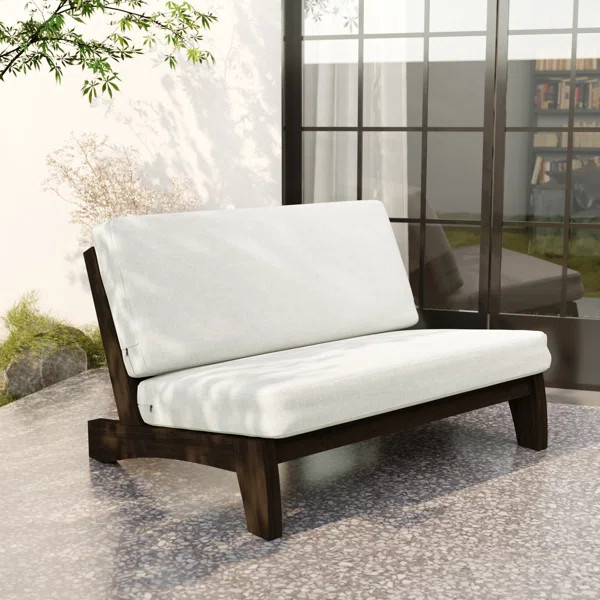 Polett Acacia Wood Patio Outdoor Armless Lounge Chair | Wayfair North America