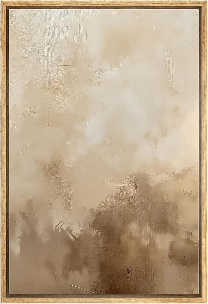 MUDECOR Framed Canvas Print Wall Art Golden Haze Abstract Minimalist Neutral Tones Illustrations ... | Amazon (US)