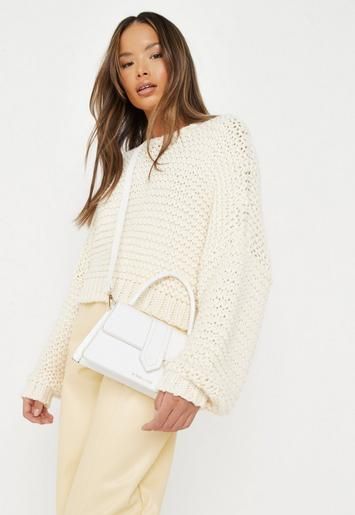 Recycled Cream Hand Knit Sweater | Missguided (US & CA)