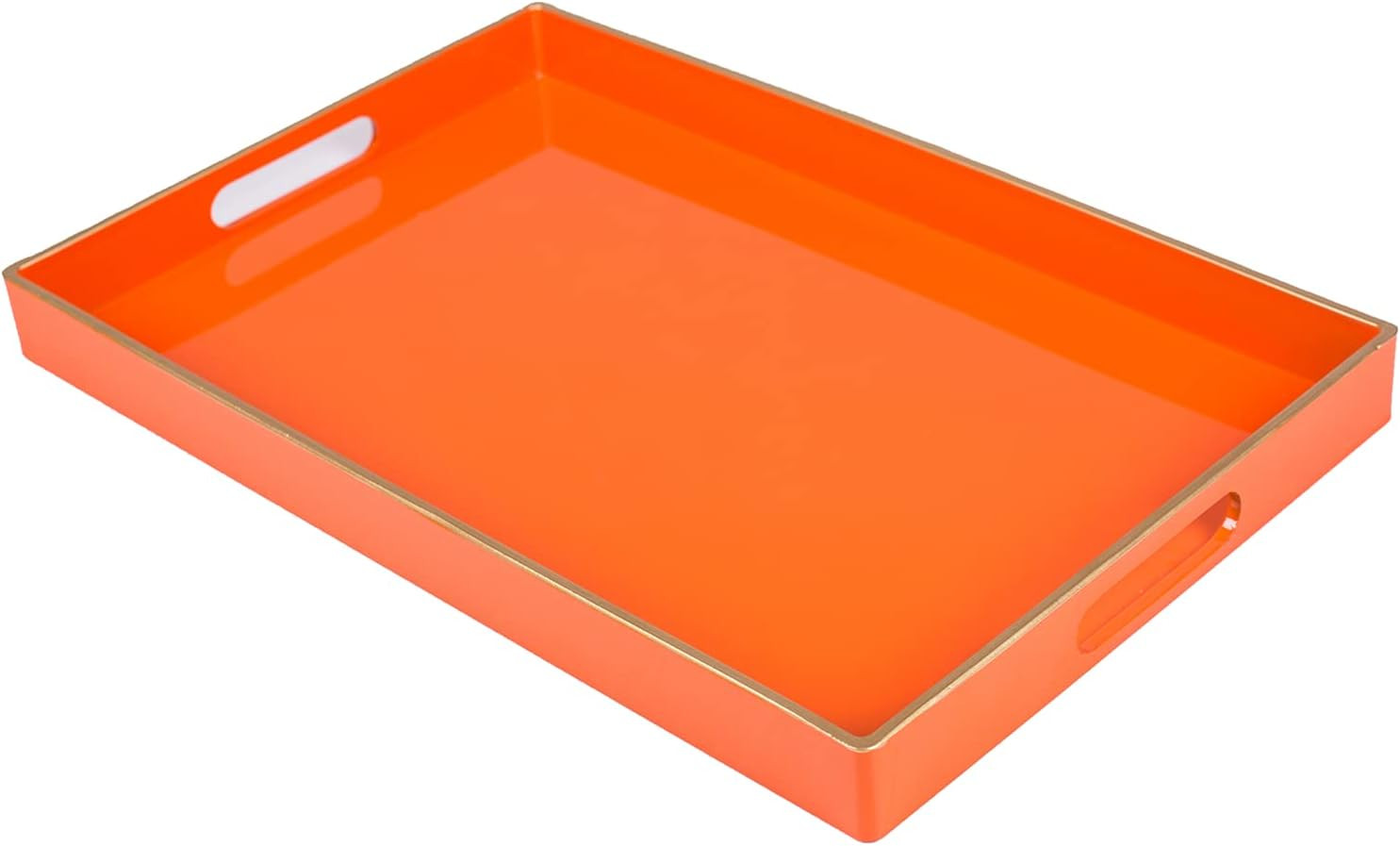 MAONAME Orange Serving Tray with Handles, Modern Decorative Tray for Coffee Table, Plastic Rectan... | Amazon (US)