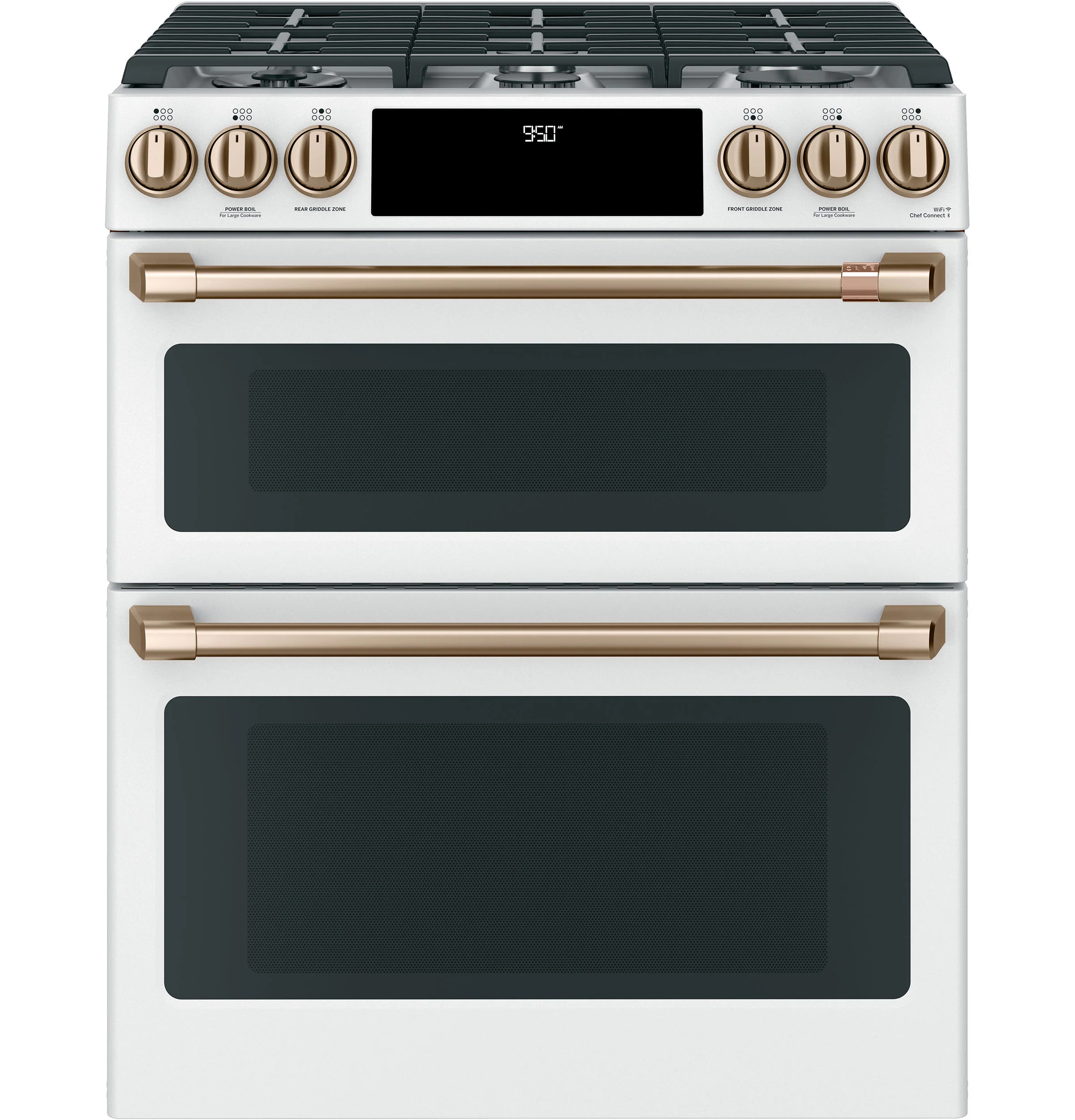 Cafe 30-in 4.3-cu ft / 2.7-cu ft Self & Steam Cleaning Air Fry Convection Oven Slide-in Smart Double Oven Dual Fuel Range (Matte White) | C2S950P4MW2 | Lowe's