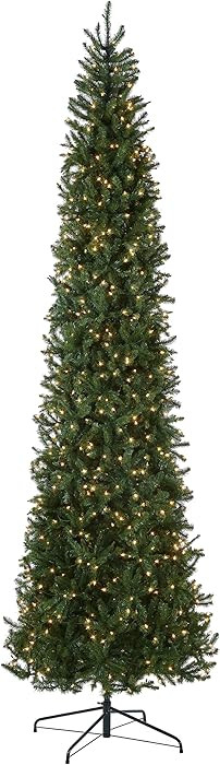 National Tree Company Artificial Pre-Lit Slim Christmas Tree, Green, Kingswood Fir, White Lights,... | Amazon (US)