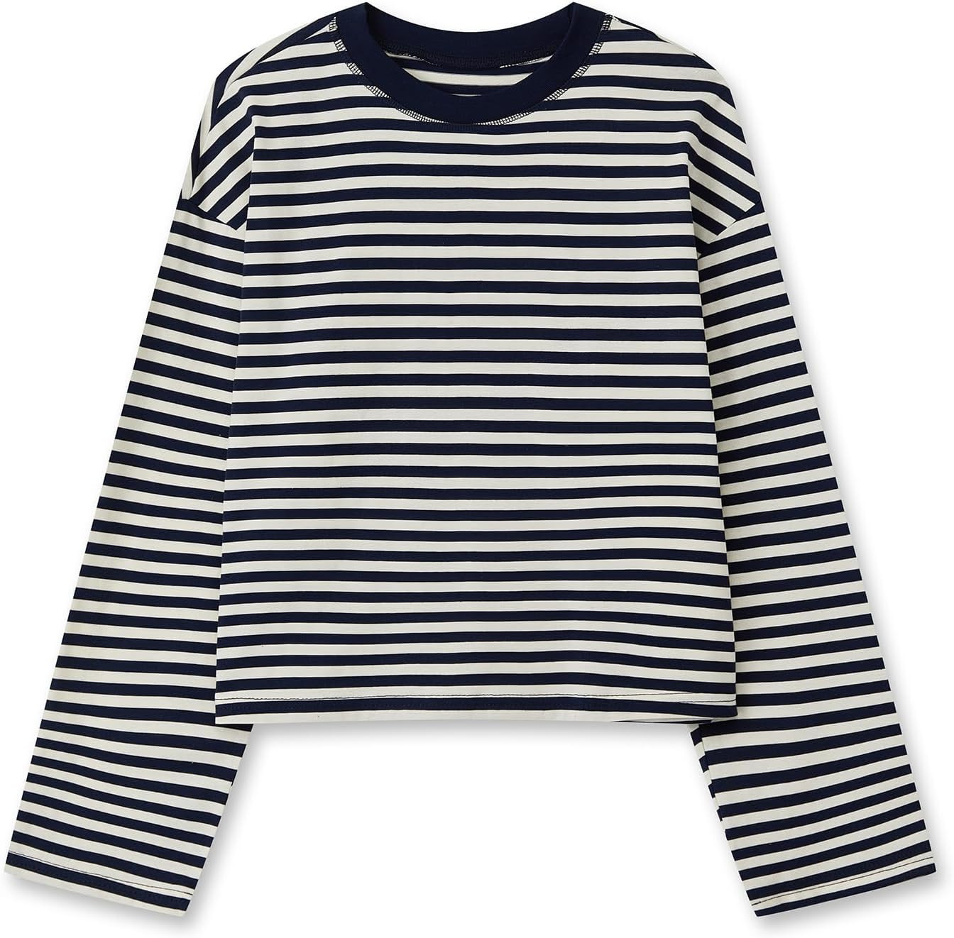 KOSUSANILL Striped Long Sleeve Shirt Women Oversized Baggy Crewneck Tshirt | Amazon (US)