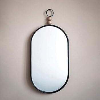Creative Co-Op Oval Metal Framed Wall Wood Beads, Black Mirror | Amazon (US)