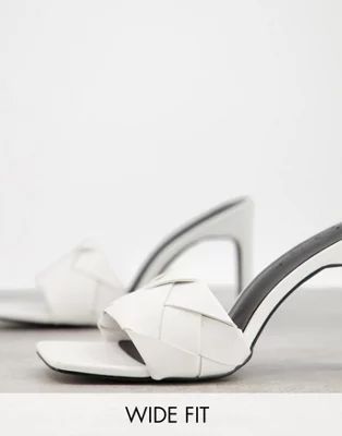 Z_Code_Z Wide Fit Rae vegan plait detail heeled sandals in white | ASOS (Global)