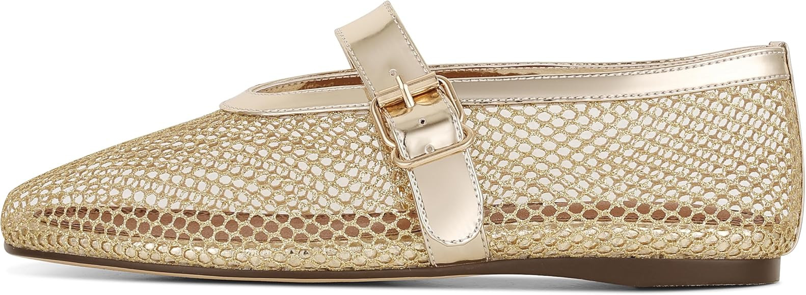 AMINUGAL Mesh Ballet Flats Shoes for Women Fashion Round Toe Fishnet Flats for Women Buckle Strap... | Amazon (US)