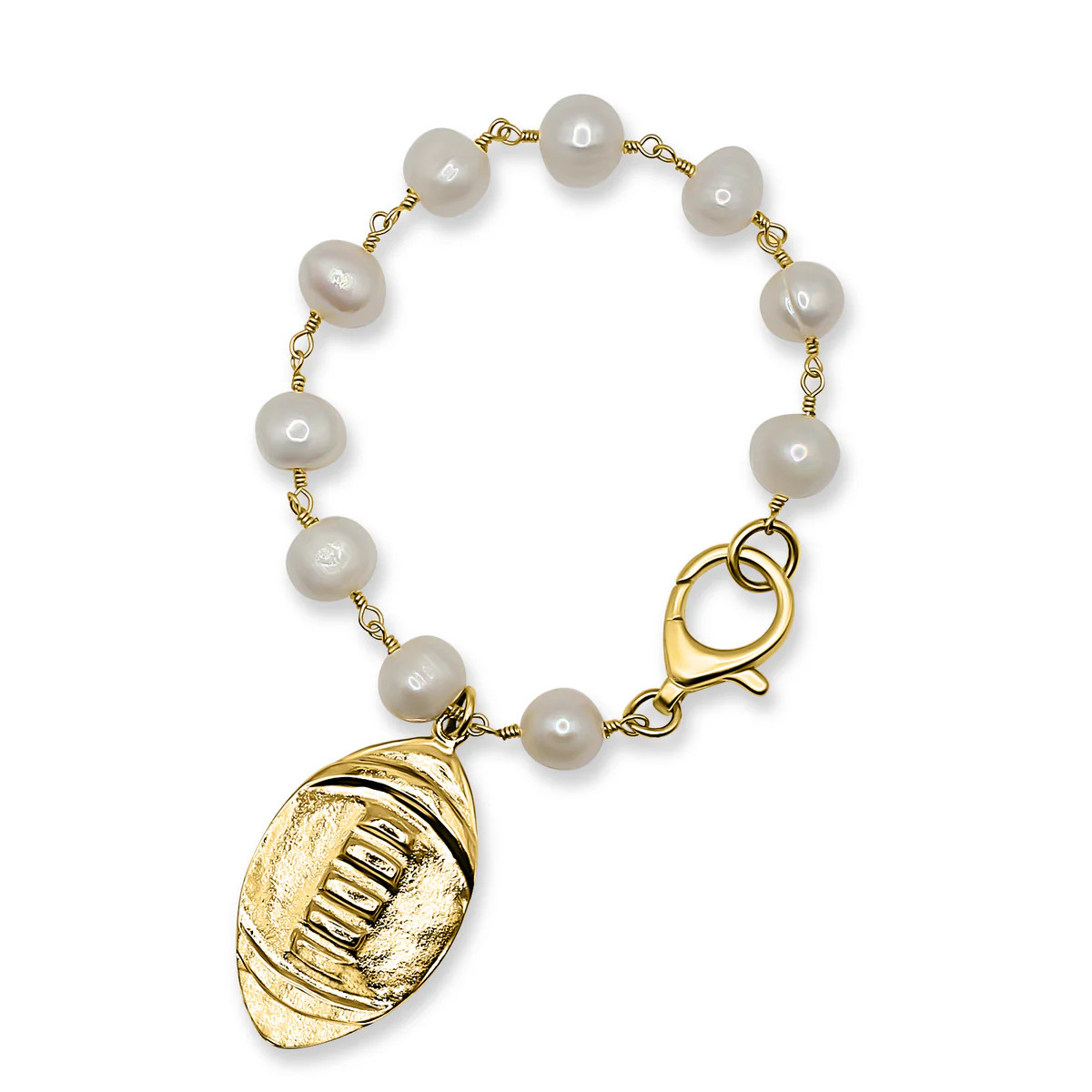 Socialite - Freshwater Pearls & Football Charm Bracelet | Bowood Lane | Bowood Lane