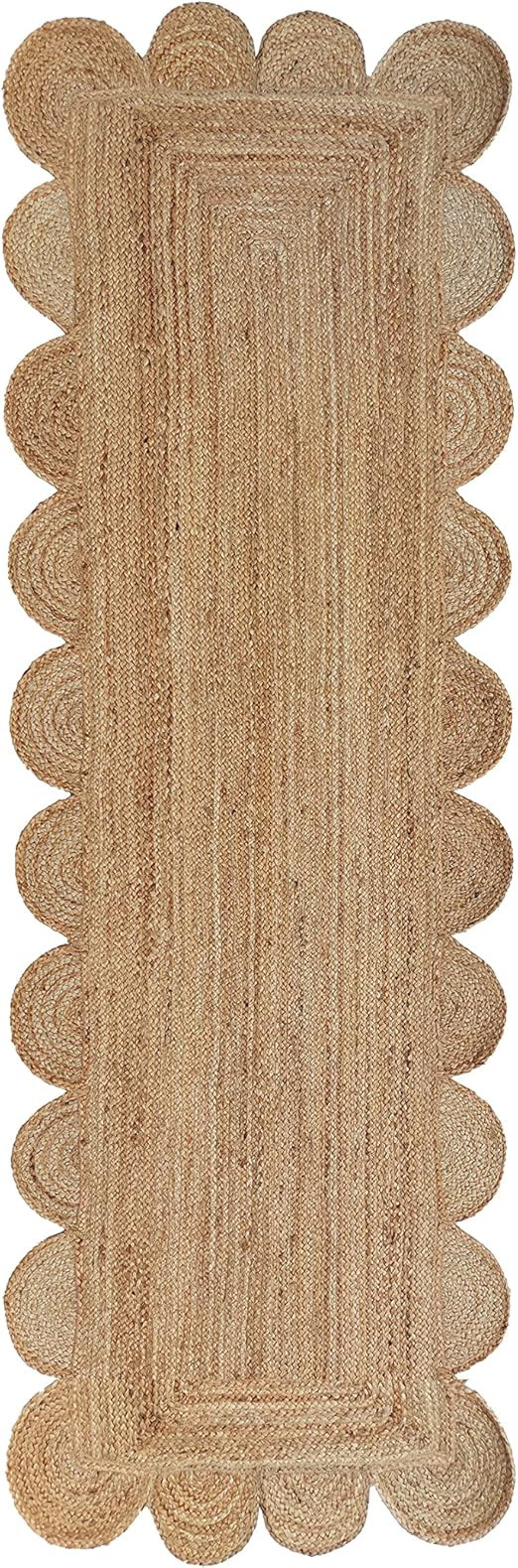 Scalloped Natural Jute Area Rug, Natural Color (2'6"X10') | Amazon (US)