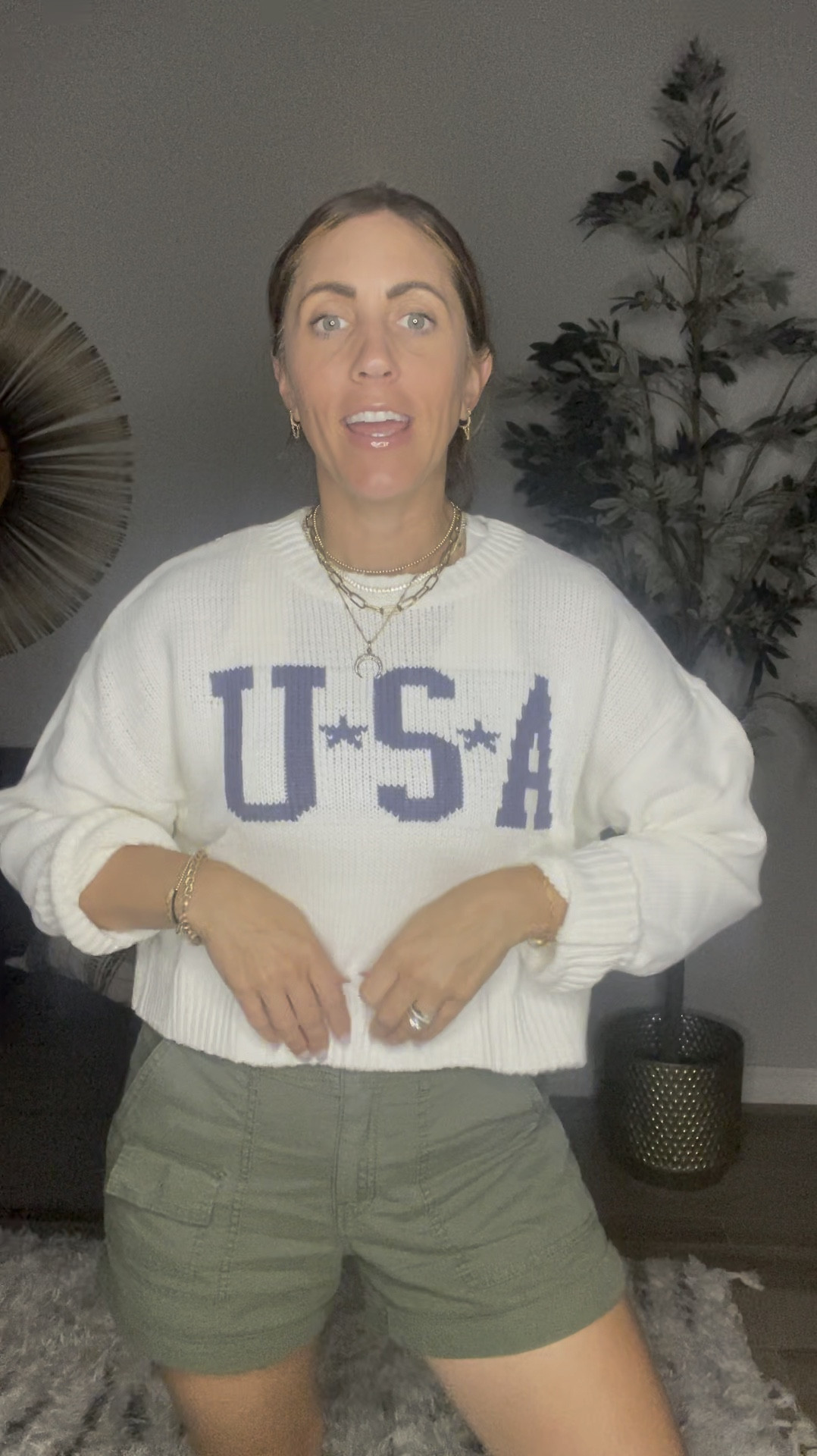 Cutest USA sweater! Sized up two sizes to a large since it’s quite cropped! Love the oversized sleeves and the fit! It’s extremely soft and 30% off! 💙🌟🇺🇸

America sweater, Fourth of July outfit idea, summer sweater, summer style, USA style, patriotic outfit idea 🇺🇸

#LTKStyleTip #LTKFindsUnder50 #LTKSaleAlert