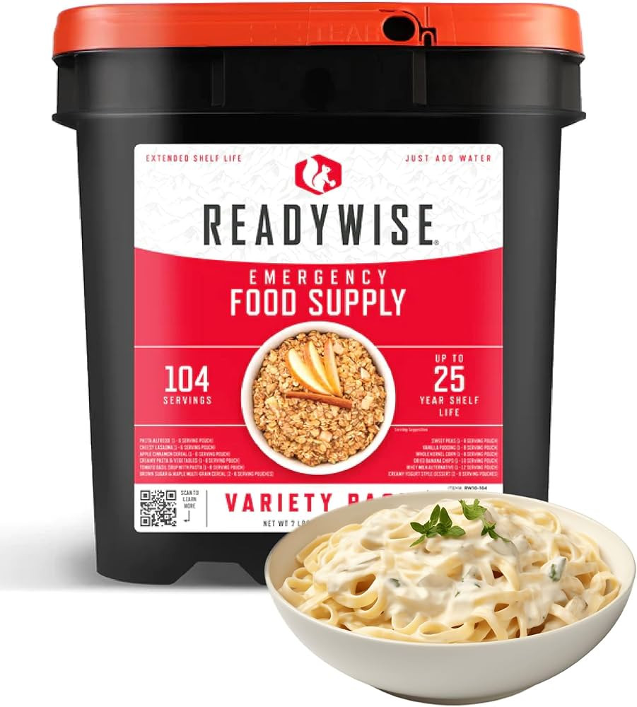 READYWISE - Variety Pack Bucket, 104 Servings, Emergency, MRE Meal & Drink Supply, Premade, Freez... | Amazon (US)
