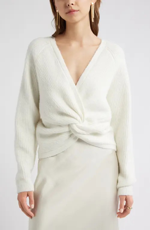 Open Edit Twist Reversible Sweater in Ivory at Nordstrom, Size Xx-Small | Nordstrom