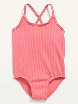 Solid Rib-Knit One-Piece Swimsuit for Toddler Girls | Old Navy (US)