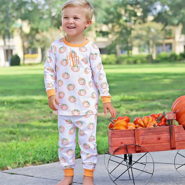 Orange Pumpkin Print Knit Loungewear | Classic Whimsy