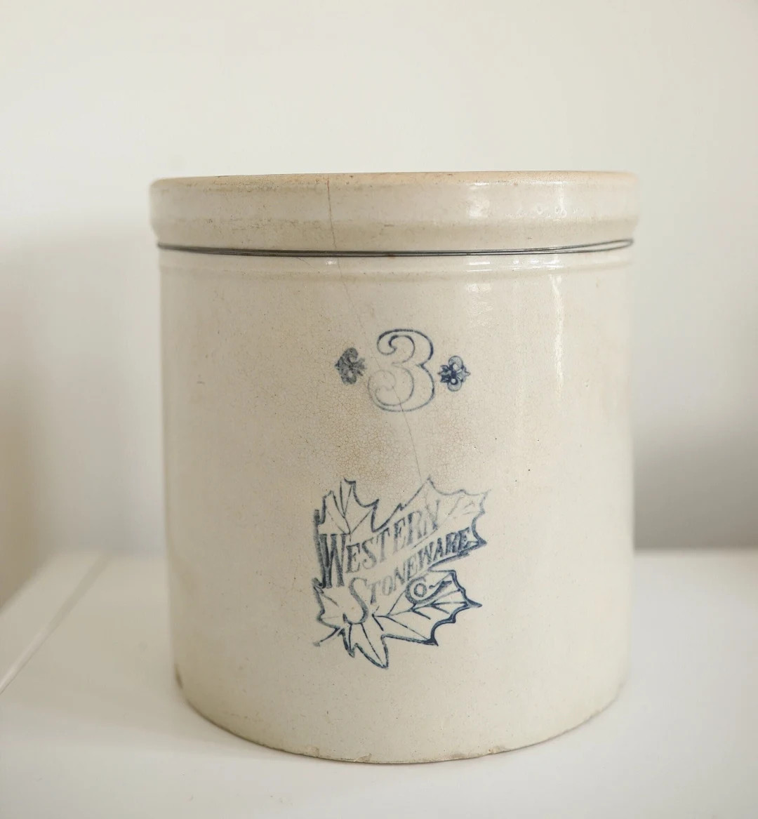 Antique 3 Gallon Western Stoneware Vintage Crock Original Early 1900 Turn of the Century Ceramic ... | Etsy (US)