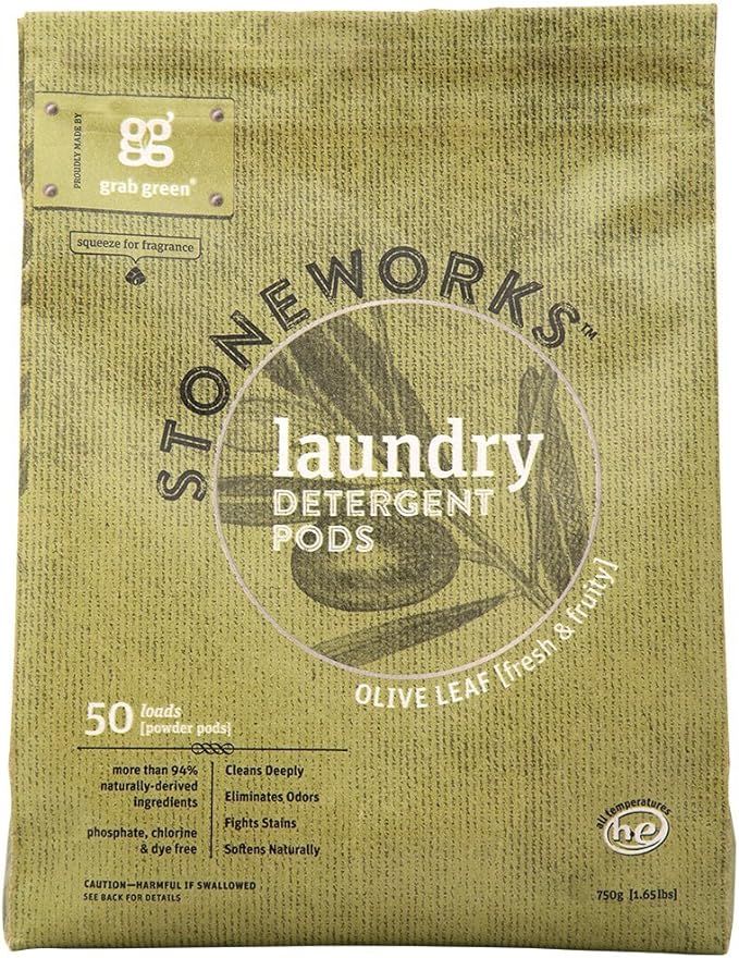 Grab Green Stoneworks Laundry Detergent Pods, Olive Leaf, 50 Count (Pack of 1) Loads-EPA Safer Ch... | Amazon (US)