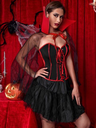 3pack Lace Up Front Halloween Costume Set | SHEIN