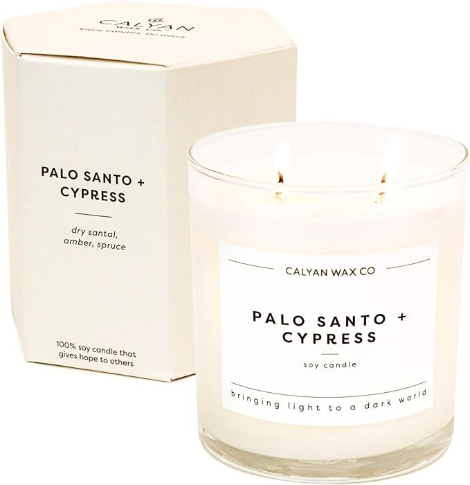 Calyan Wax Scented Candle, Palo Santo & Cypress Candle for The Home Scented with Mint & Cypress, ... | Amazon (US)