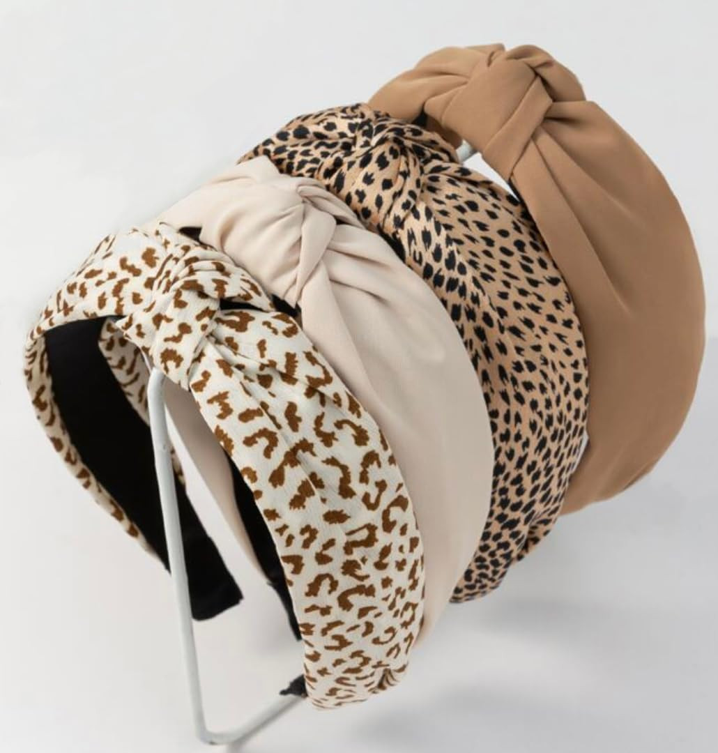 Knotted Fashion Hairbands and Hair Hoops: Non-Slip Top Knot Headbands with Leopard Print for Wome... | Amazon (US)