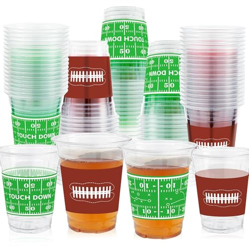 ABURRORI 50 Pcs 12OZ Football Plastic Cups,Football Party Decorations Football Cups Disposable Clear Juice Soda Beverage Football Party Favors For Football Themed Birthdays Party Supplies | Amazon (US)