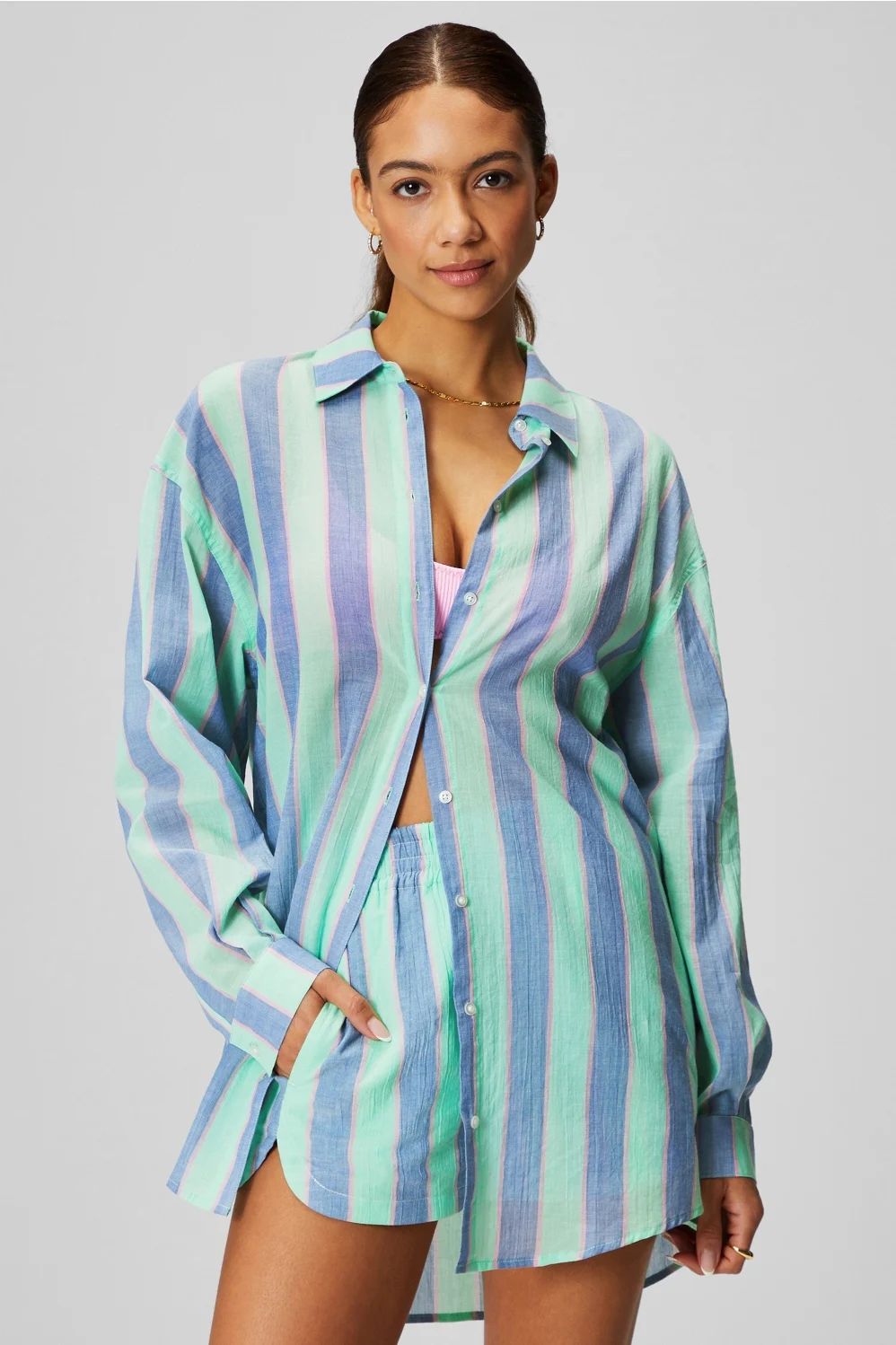 Cotton Voile Oversized Shirt | Fabletics - North America