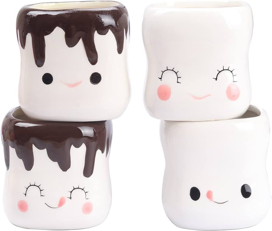 Marshmallow Mugs Set of 4 Cute Marshmallow Cups Cute Mugs for Kids Hot Chocolate Cocoa Mugs Gifts... | Amazon (US)