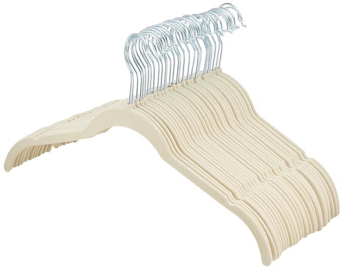 AmazonBasics Velvet Shirt/Dress Hangers, 30-Pack, Ivory/Beige | Amazon (US)