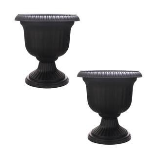 Southern Patio Utopian 19 in. L x 19 in. W x 18.8 in. H 22 qt. Black Outdoor Plastic Decorative P... | The Home Depot