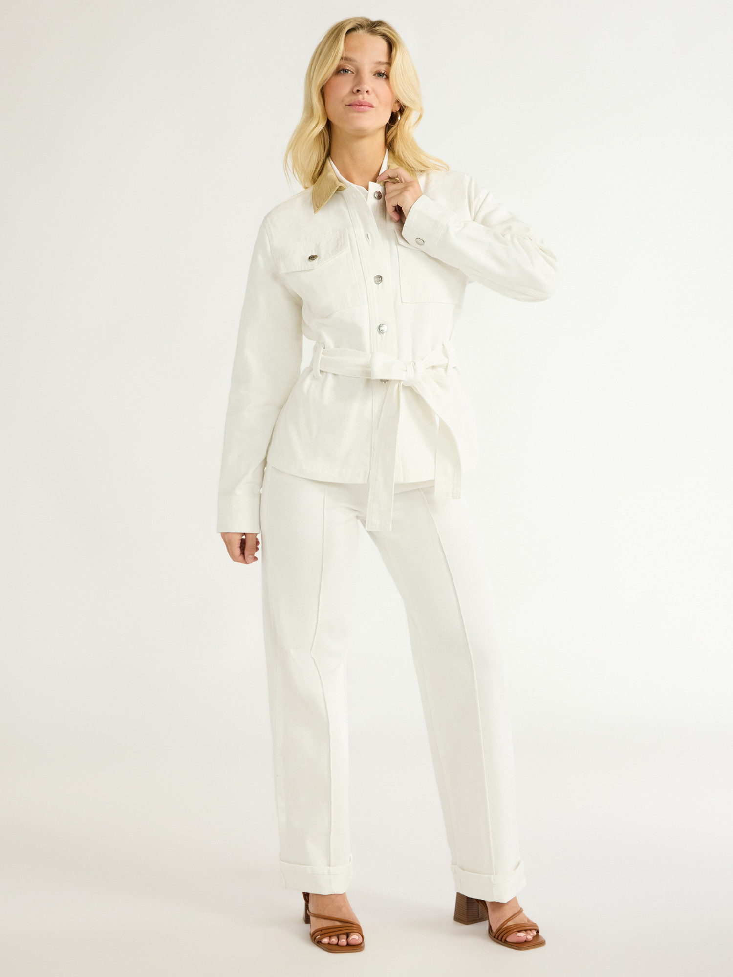Free Assembly Women's Belted Cotton Utility Jacket, Sizes XS-XXL - Walmart.com | Walmart (US)