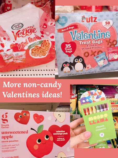 Part 2! Non-candy valentine ideas!! 

Tag 💌 ideas:
Crayons: “You color my world!”
Pouches: “You’re awesome-sauce!”
Veggie hearts: “Happy hearts day!”
Pretzels XOs: “Valentine wishes, hugs & kisses!”

❤️ Follow me on Instagram @TargetFamilyFinds 

#LTKkids #LTKSeasonal #LTKGiftGuide