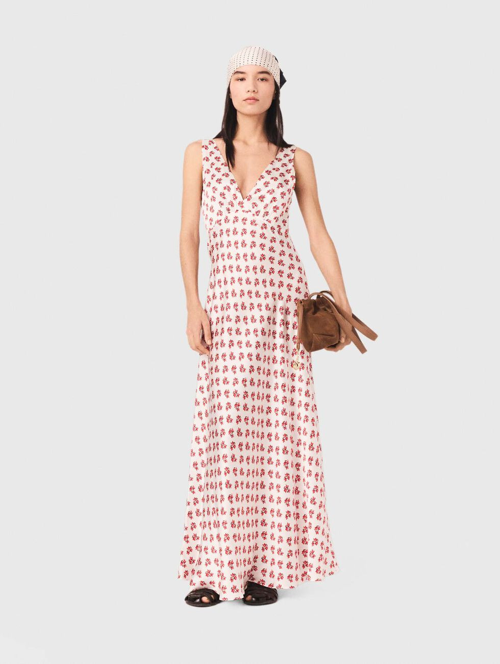 Patterned silk dress Red for Women | Maje | Maje US