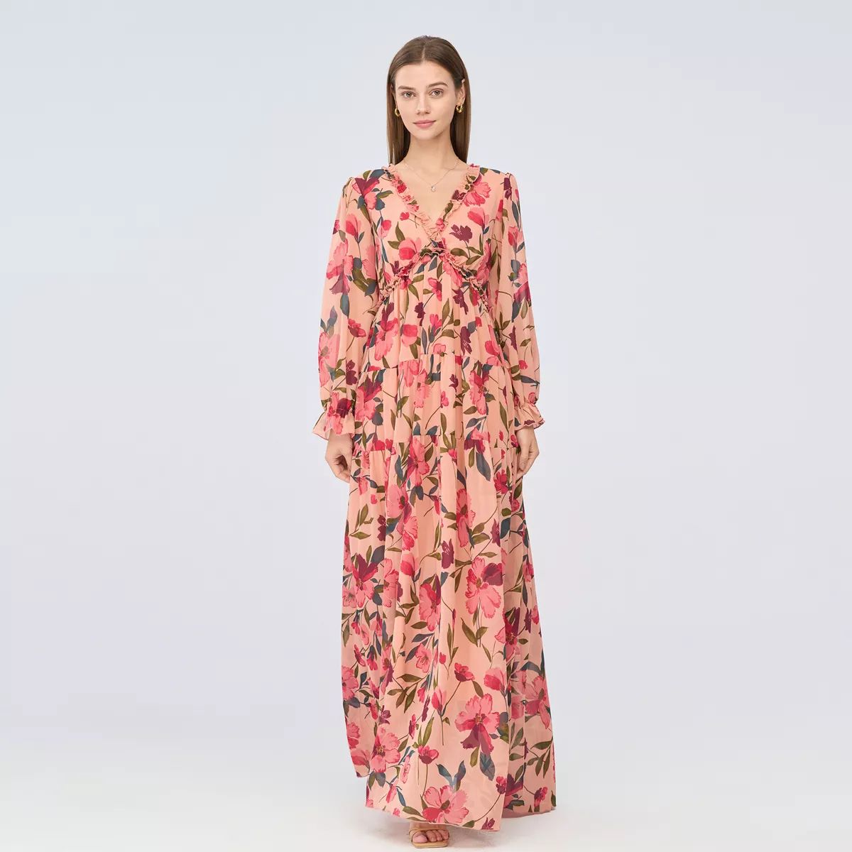 Women's Floral Print Ruffled Maxi Dress - Cupshe | Target