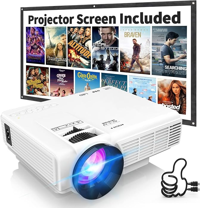 1080P Mini Projector with Screen, Portable Home Theater Movie Projector with Two-Way Bluetooth, H... | Amazon (US)