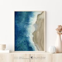 Coastal Home Decor, Ocean Wall Art, Beach Painting, Waves Watercolor, Surf Art Print, Pacific Coast Poster, Travel House | Etsy (US)