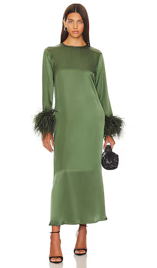 Suzi Maxi Dress With Detachable Feather in Green | Revolve Clothing (Global)