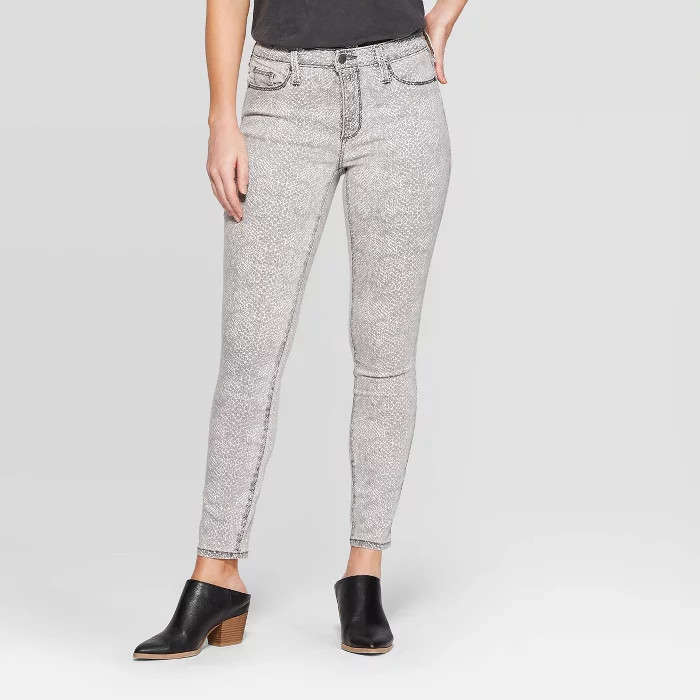 Women's Snake Print High-Rise Skinny Jeans - Universal Thread™ Light Gray | Target