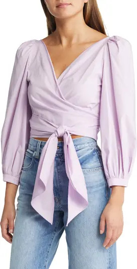 Jada Balloon Sleeve Wrap Crop Top | Nordstrom