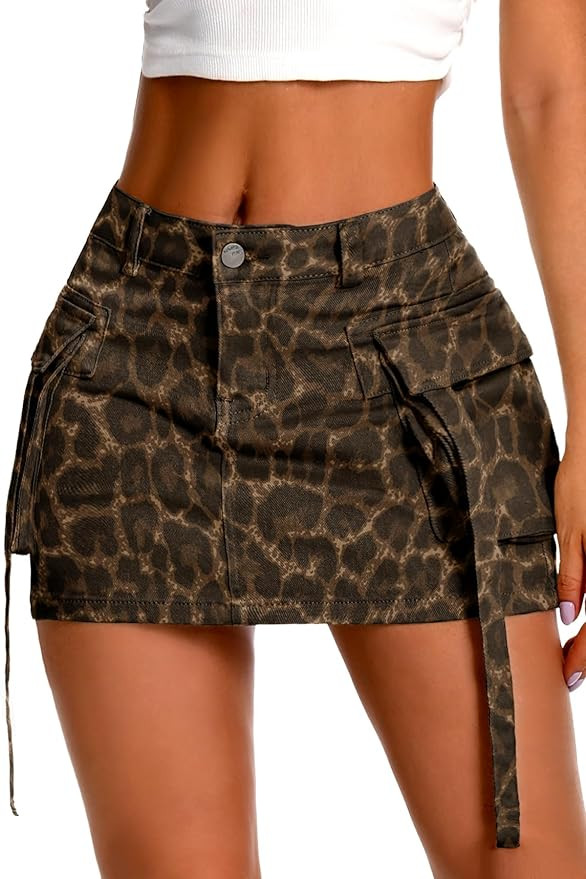 ELLEVEN High Stretch Denim Cargo Skirt for Women, Low Waist Y2k Mini Jean Skirt Cute Skirt with P... | Amazon (US)