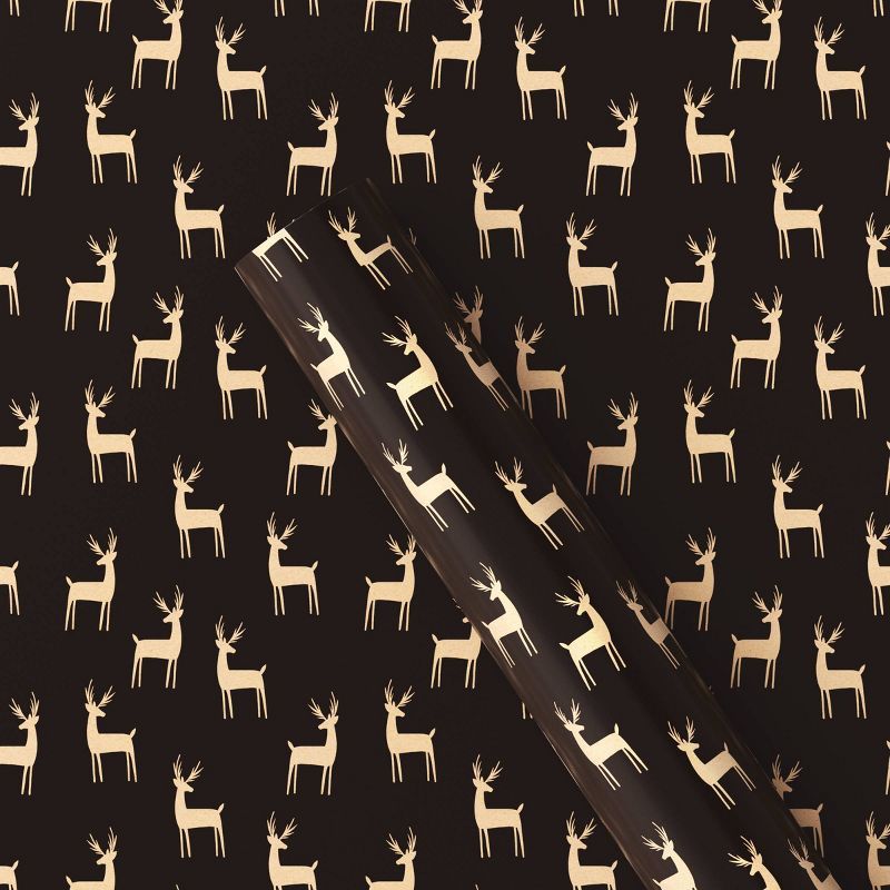 220 sq ft Deer Christmas Gift Wrap Black - Wondershop™ | Target