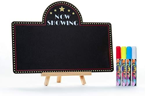 Movie Night Decorations Chalkboard Kit for Movie Theme Parties, 1 Chalkboard + 1 Wood Stand, Date Ni | Amazon (US)