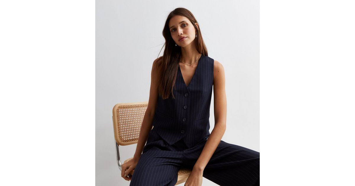 Navy Pinstripe Relaxed Waistcoat | New Look | New Look (UK)