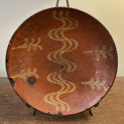 Antique Pennsylvania Slip Decorated Glazed Folk Art Redware 9" Plate Dish | eBay | eBay US