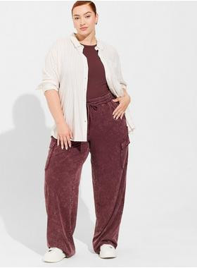 Pull-On Wide Leg Stretch Challis Cargo Pant | Torrid (US & Canada)