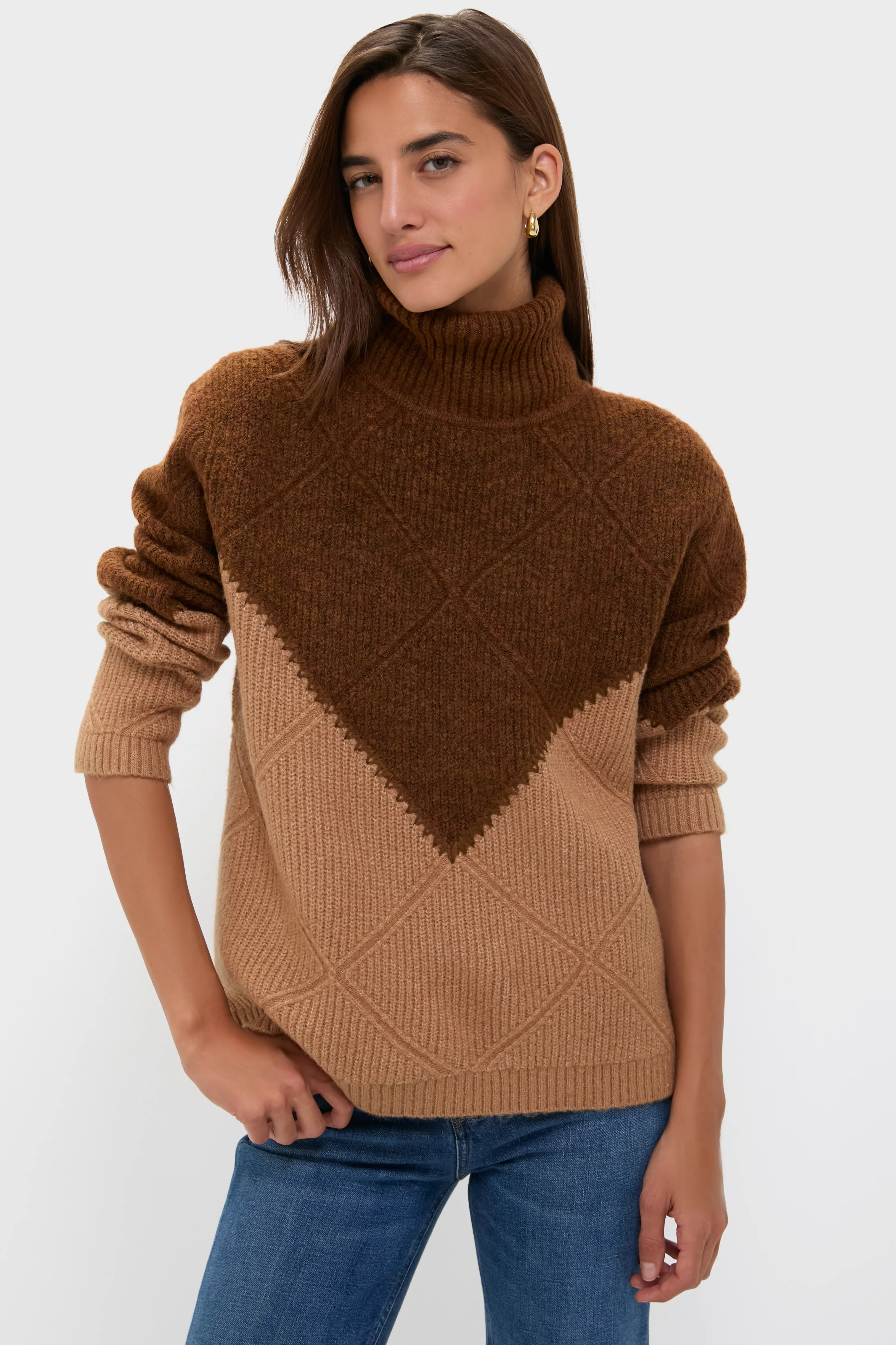 Tan & Brown Diamond Demi Turtleneck | Tuckernuck (US)