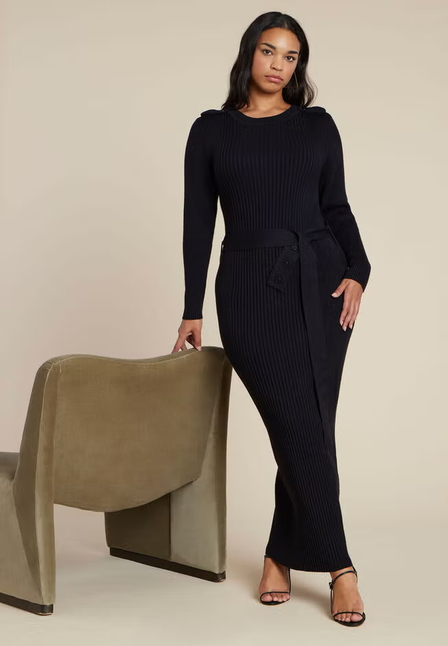 Multi Rib Maxi Sweater Dress | Eloquii