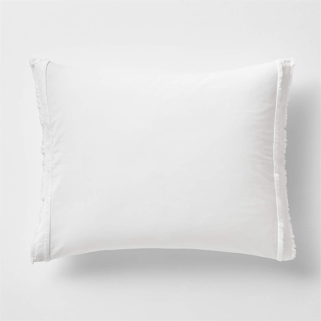 Favorite Washed Organic Cotton White Eyelash King Bed Pillow Sham + Reviews | Crate & Barrel | Crate & Barrel